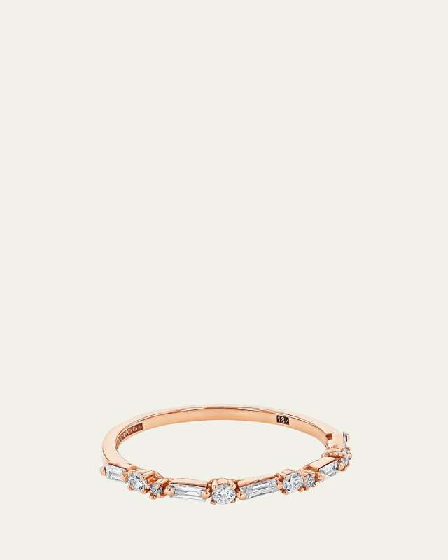 Thin Mix Diamond Half Band Ring, Size